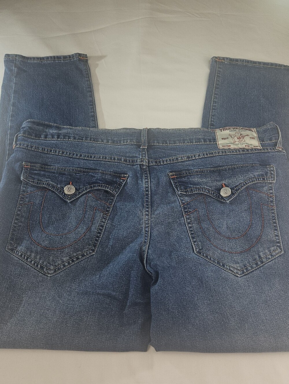 True Religion Mens Geno Relaxed Slim Blue Jeans 5 Pockets Stretch Casual Size 40